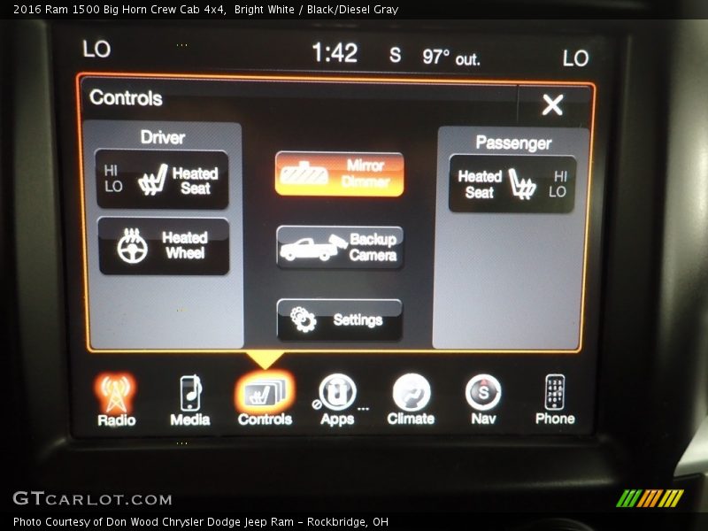 Controls of 2016 1500 Big Horn Crew Cab 4x4