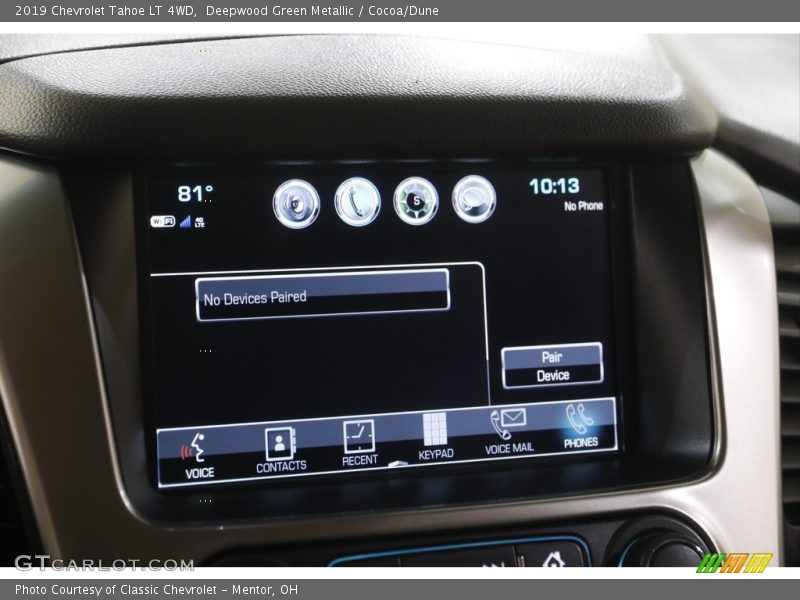 Deepwood Green Metallic / Cocoa/Dune 2019 Chevrolet Tahoe LT 4WD