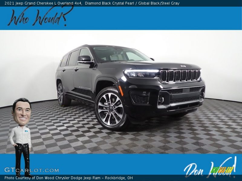 Diamond Black Crystal Pearl / Global Black/Steel Gray 2021 Jeep Grand Cherokee L Overland 4x4