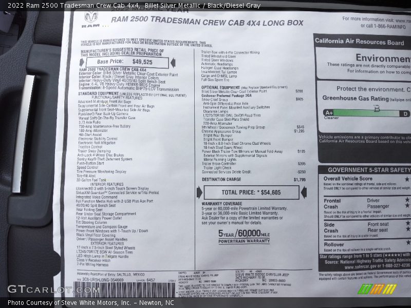 Billet Silver Metallic / Black/Diesel Gray 2022 Ram 2500 Tradesman Crew Cab 4x4