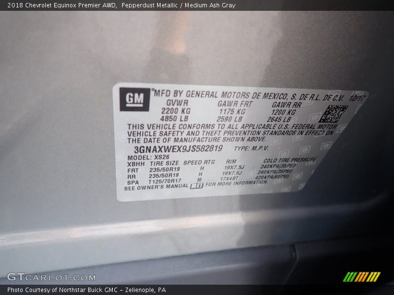 Pepperdust Metallic / Medium Ash Gray 2018 Chevrolet Equinox Premier AWD
