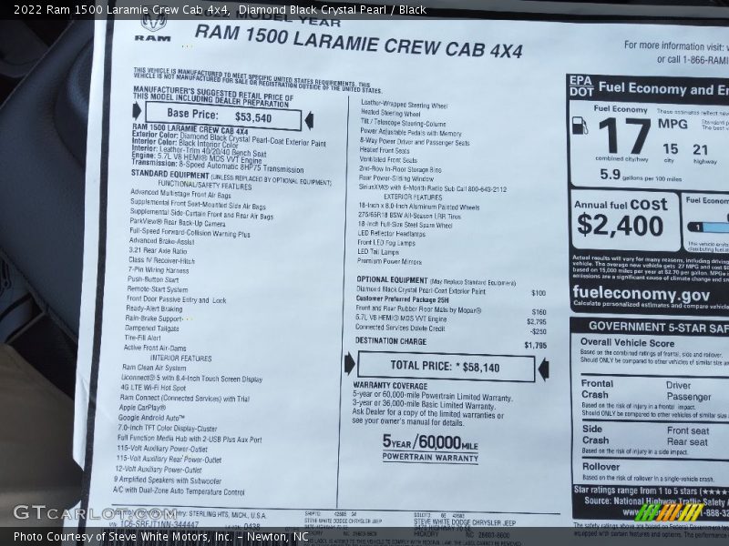Diamond Black Crystal Pearl / Black 2022 Ram 1500 Laramie Crew Cab 4x4