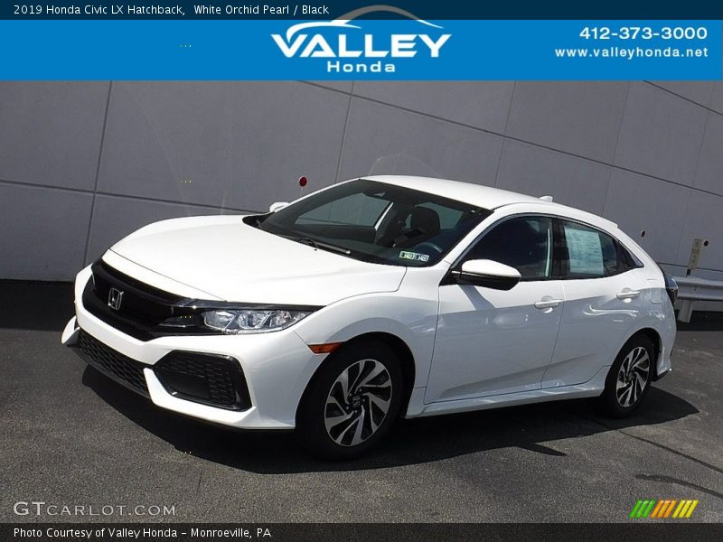 White Orchid Pearl / Black 2019 Honda Civic LX Hatchback