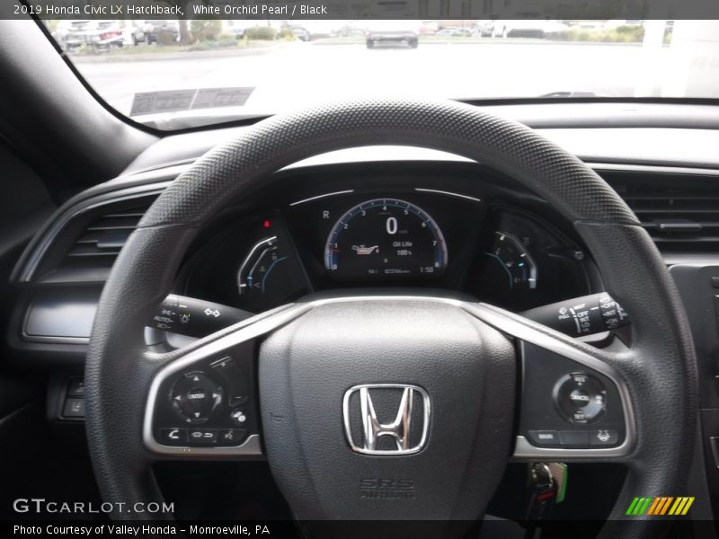 White Orchid Pearl / Black 2019 Honda Civic LX Hatchback