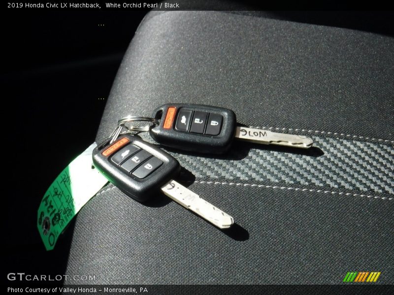 White Orchid Pearl / Black 2019 Honda Civic LX Hatchback