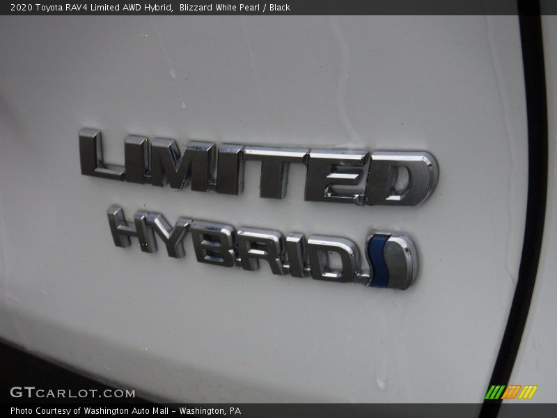Blizzard White Pearl / Black 2020 Toyota RAV4 Limited AWD Hybrid