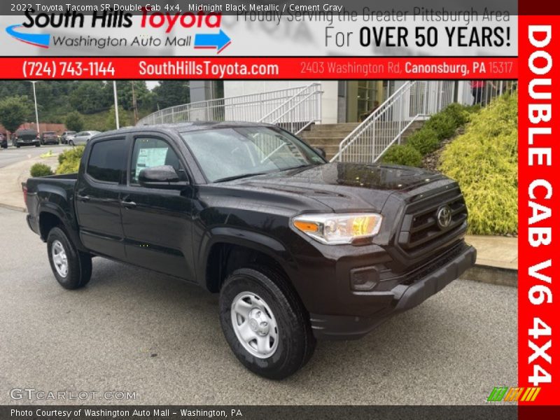 Midnight Black Metallic / Cement Gray 2022 Toyota Tacoma SR Double Cab 4x4