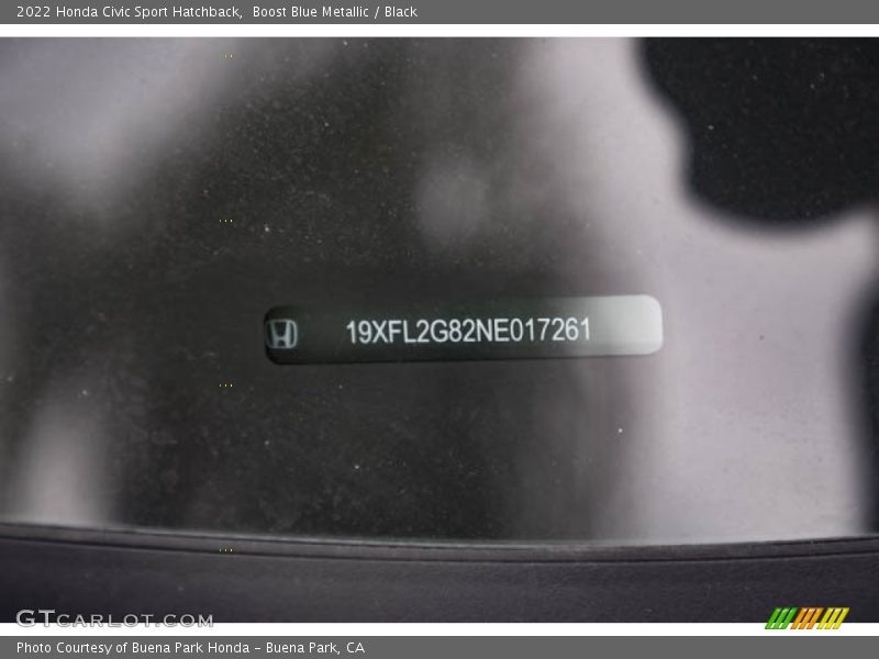 Boost Blue Metallic / Black 2022 Honda Civic Sport Hatchback