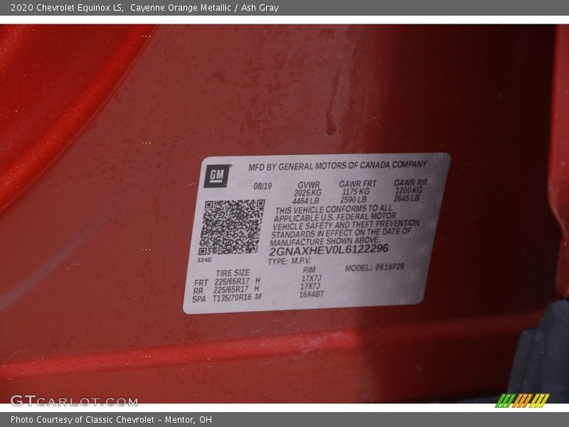 Cayenne Orange Metallic / Ash Gray 2020 Chevrolet Equinox LS