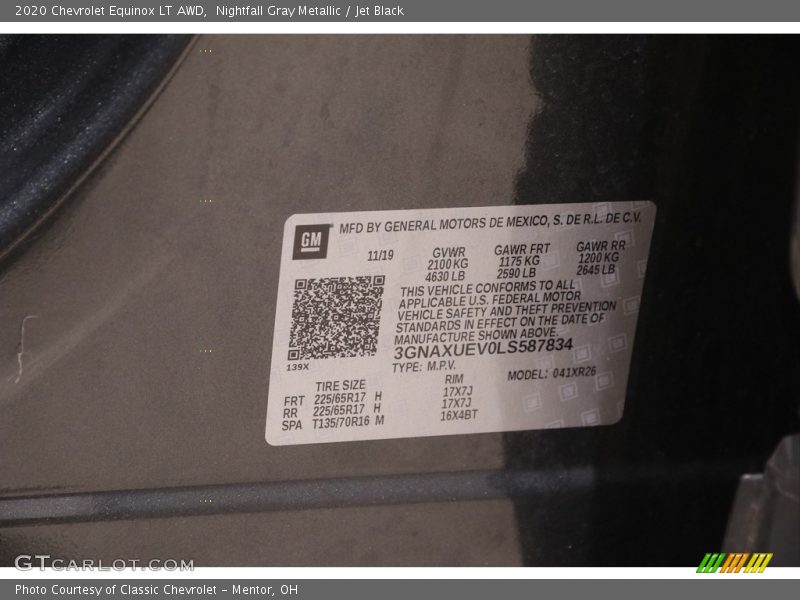 Nightfall Gray Metallic / Jet Black 2020 Chevrolet Equinox LT AWD