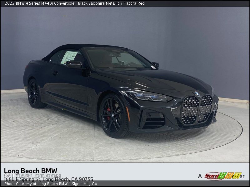 Black Sapphire Metallic / Tacora Red 2023 BMW 4 Series M440i Convertible