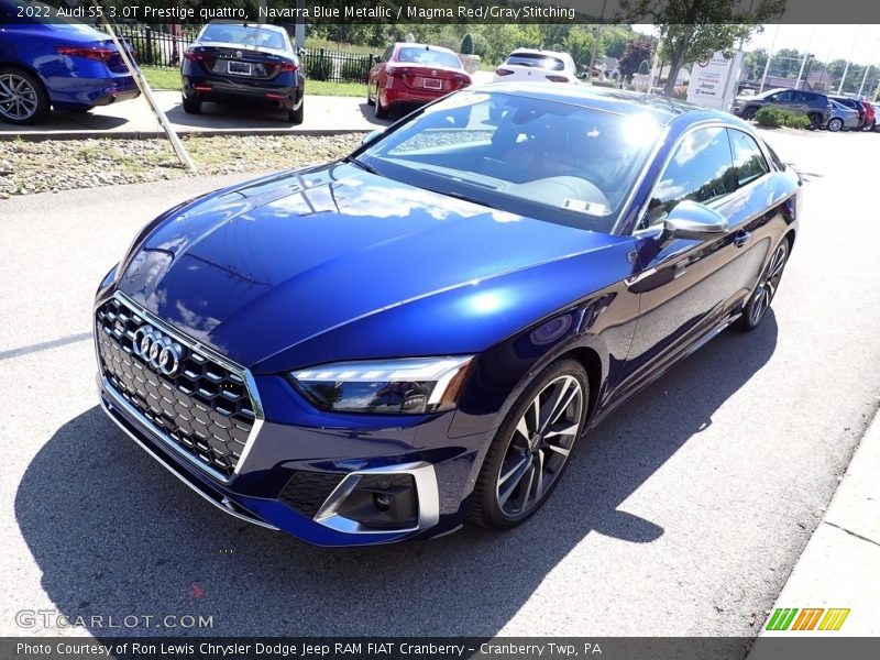 Navarra Blue Metallic / Magma Red/Gray Stitching 2022 Audi S5 3.0T Prestige quattro