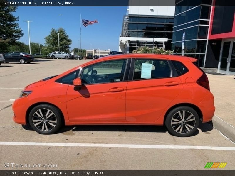 Orange Fury / Black 2019 Honda Fit EX