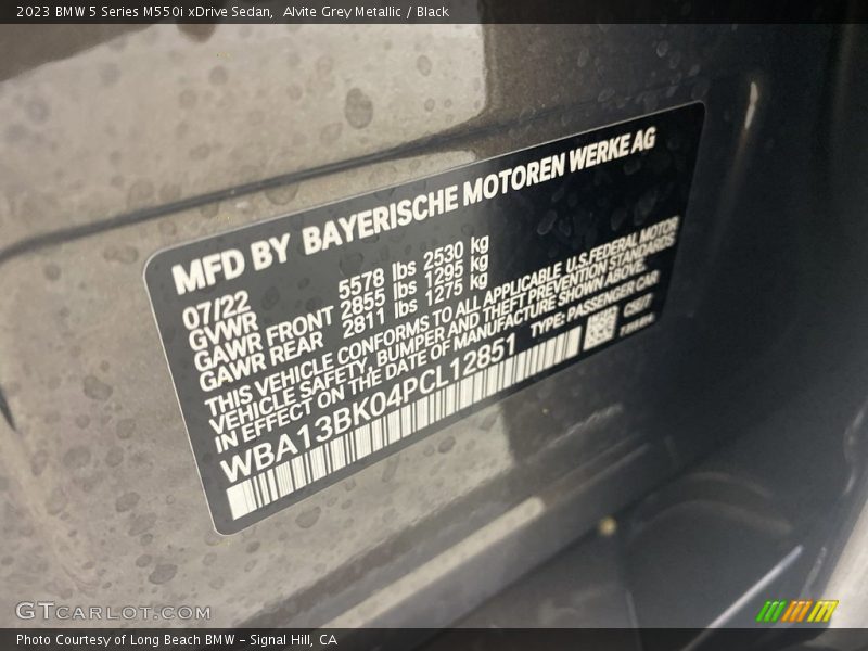 2023 5 Series M550i xDrive Sedan Alvite Grey Metallic Color Code C5E