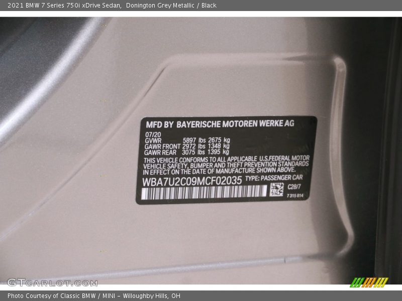 2021 7 Series 750i xDrive Sedan Donington Grey Metallic Color Code C28