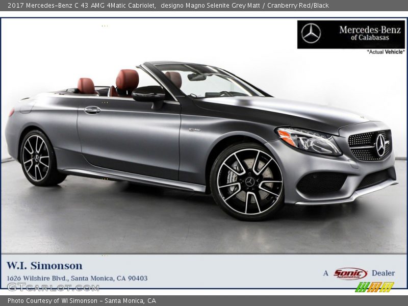 designo Magno Selenite Grey Matt / Cranberry Red/Black 2017 Mercedes-Benz C 43 AMG 4Matic Cabriolet