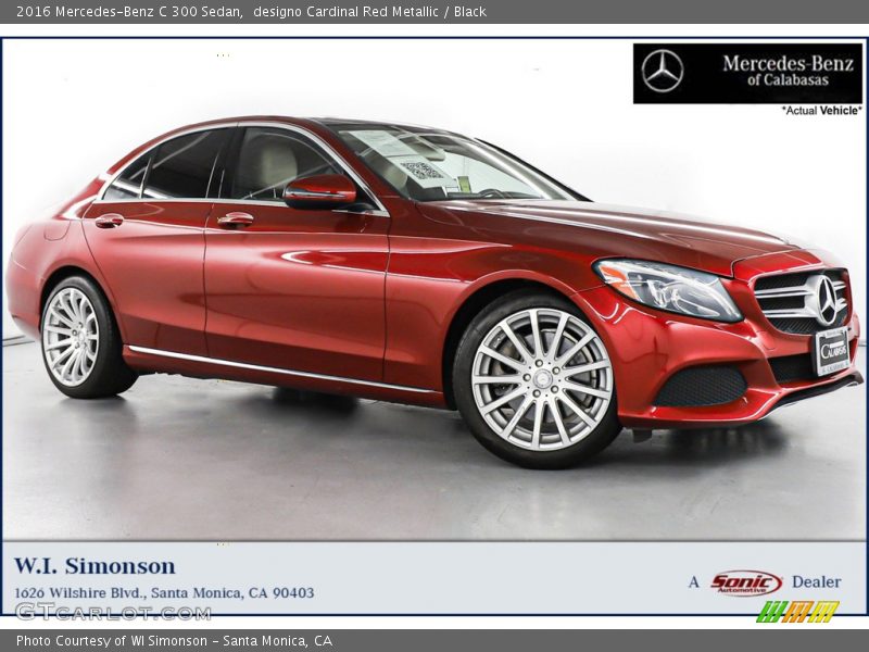 designo Cardinal Red Metallic / Black 2016 Mercedes-Benz C 300 Sedan