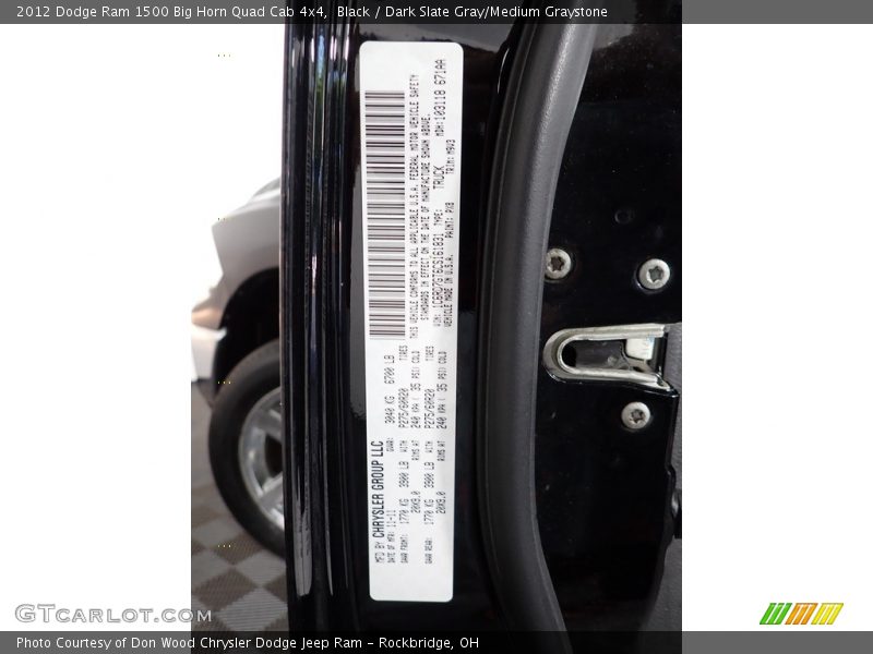 Black / Dark Slate Gray/Medium Graystone 2012 Dodge Ram 1500 Big Horn Quad Cab 4x4