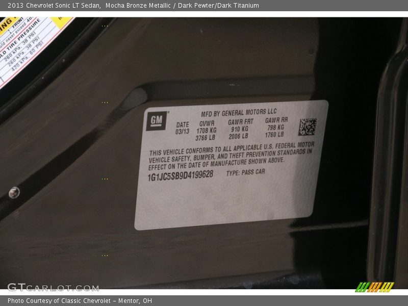 Mocha Bronze Metallic / Dark Pewter/Dark Titanium 2013 Chevrolet Sonic LT Sedan