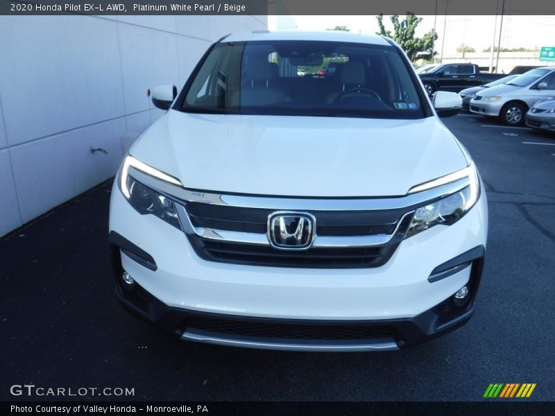 Platinum White Pearl / Beige 2020 Honda Pilot EX-L AWD