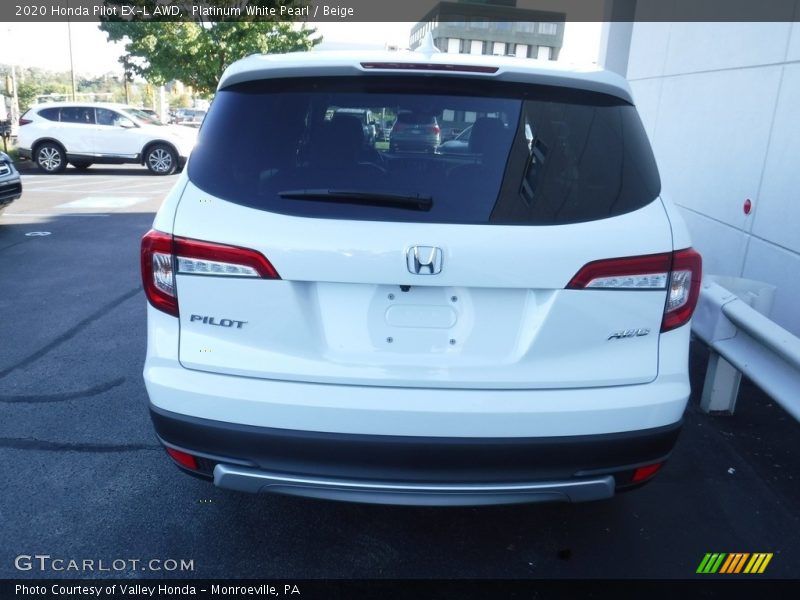 Platinum White Pearl / Beige 2020 Honda Pilot EX-L AWD