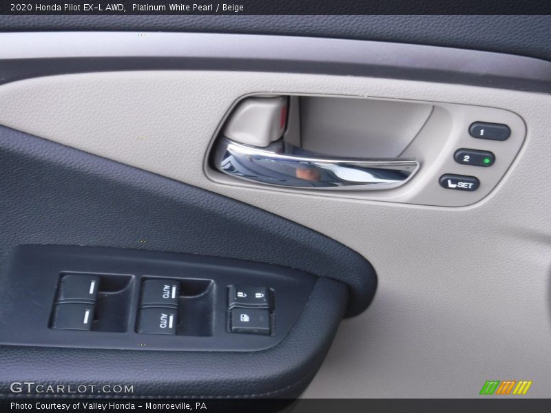 Platinum White Pearl / Beige 2020 Honda Pilot EX-L AWD