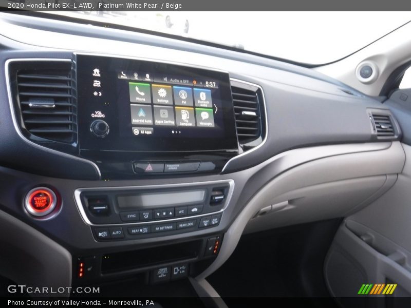 Platinum White Pearl / Beige 2020 Honda Pilot EX-L AWD