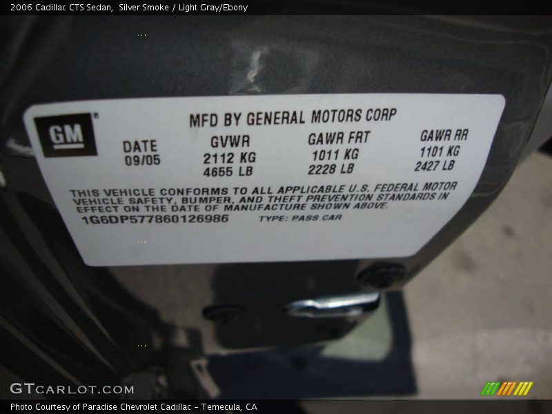 Silver Smoke / Light Gray/Ebony 2006 Cadillac CTS Sedan