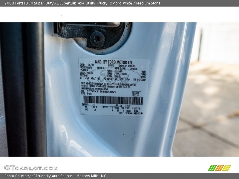 Oxford White / Medium Stone 2008 Ford F350 Super Duty XL SuperCab 4x4 Utility Truck