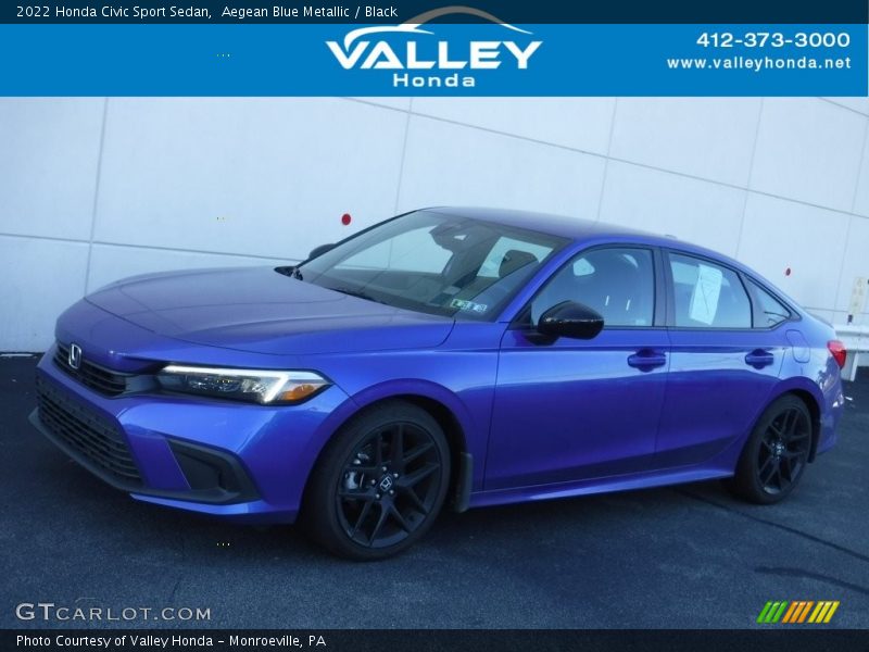 Aegean Blue Metallic / Black 2022 Honda Civic Sport Sedan