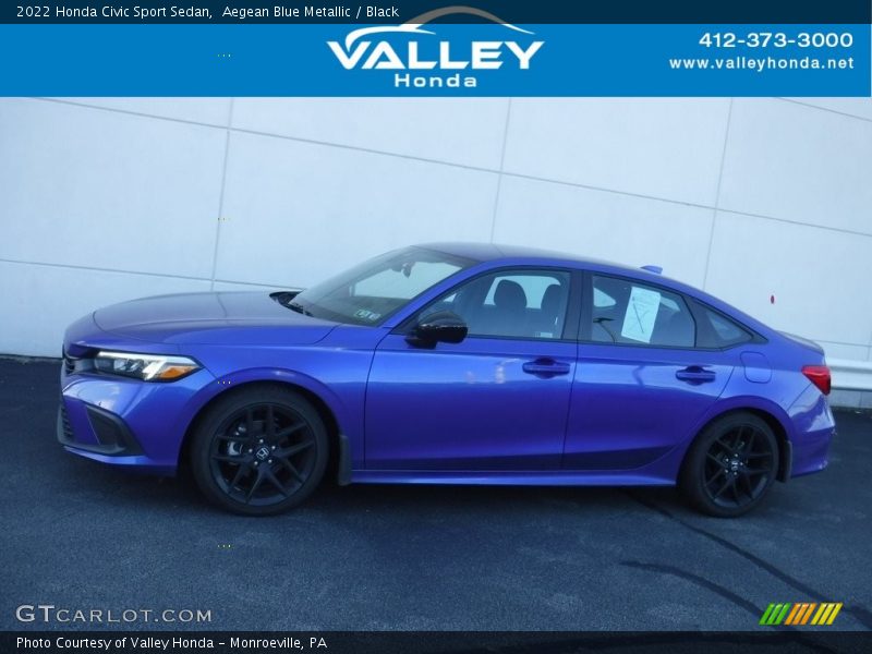 Aegean Blue Metallic / Black 2022 Honda Civic Sport Sedan