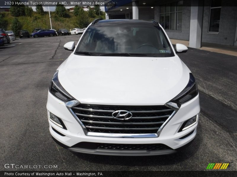 Winter White / Beige 2020 Hyundai Tucson Ultimate AWD