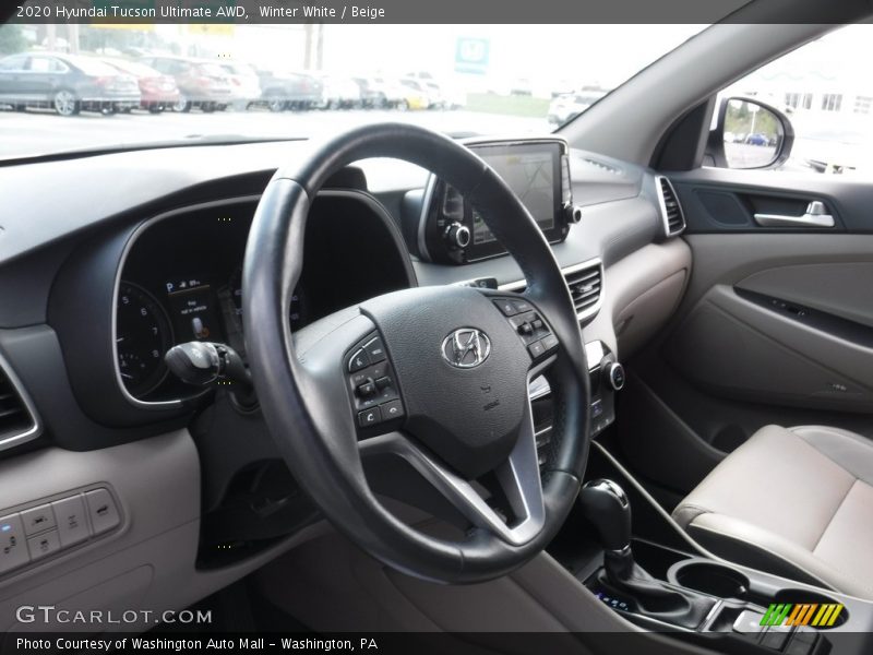 Winter White / Beige 2020 Hyundai Tucson Ultimate AWD