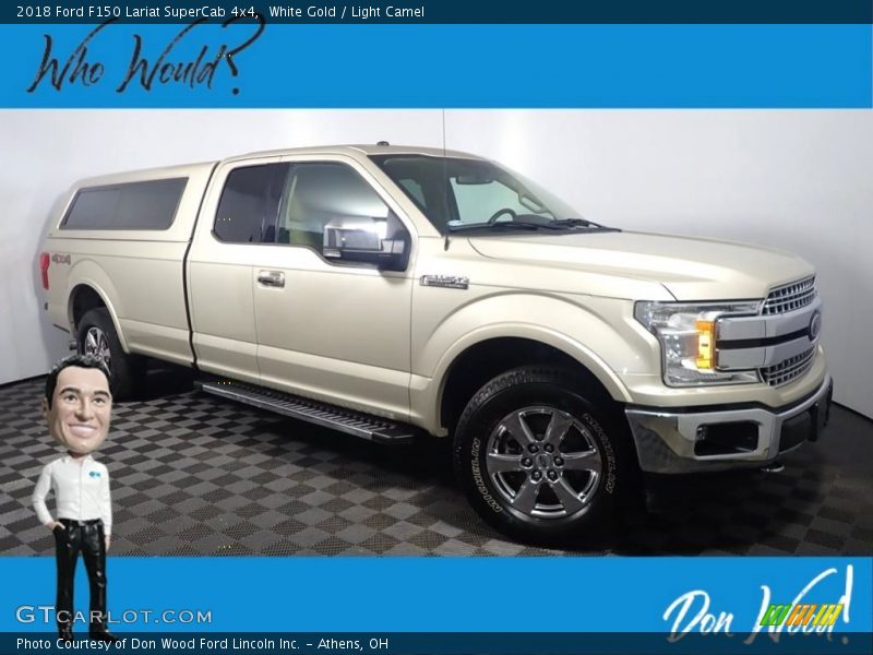 White Gold / Light Camel 2018 Ford F150 Lariat SuperCab 4x4