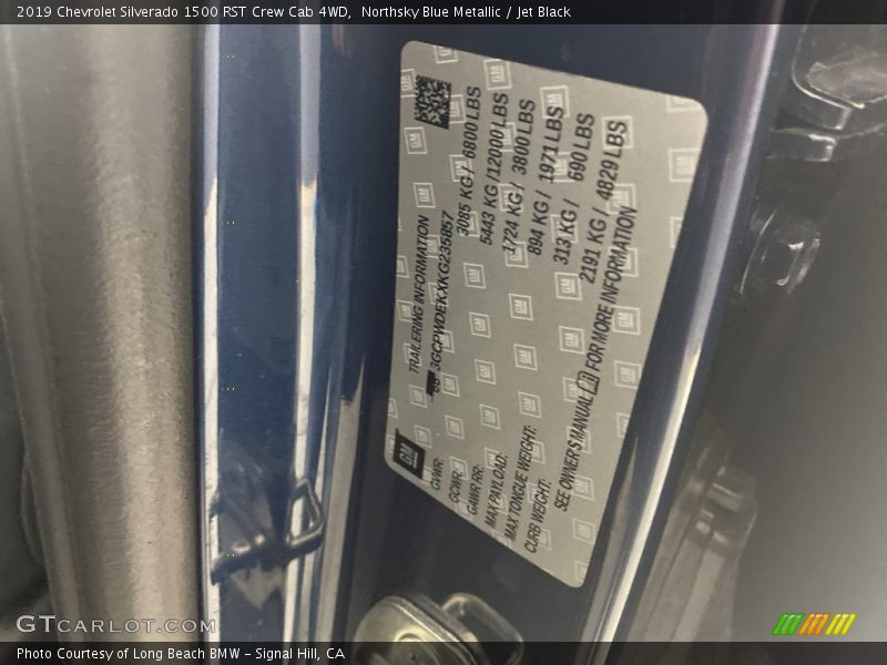 Northsky Blue Metallic / Jet Black 2019 Chevrolet Silverado 1500 RST Crew Cab 4WD