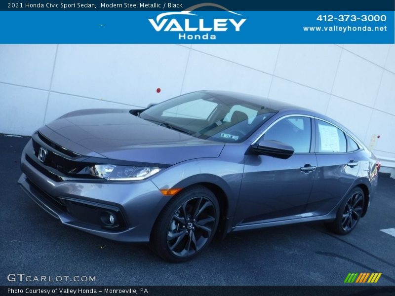 Modern Steel Metallic / Black 2021 Honda Civic Sport Sedan