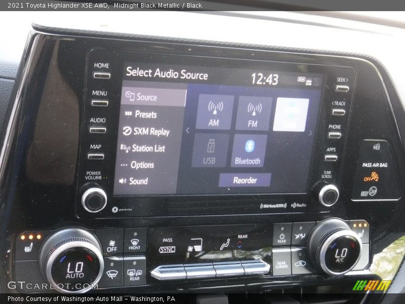 Midnight Black Metallic / Black 2021 Toyota Highlander XSE AWD