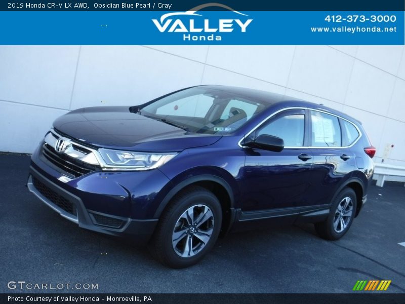 Obsidian Blue Pearl / Gray 2019 Honda CR-V LX AWD