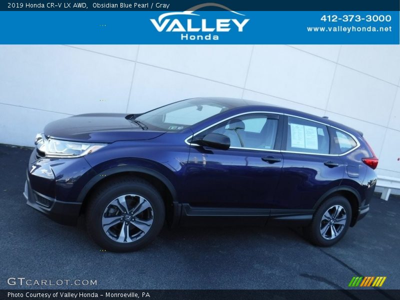 Obsidian Blue Pearl / Gray 2019 Honda CR-V LX AWD