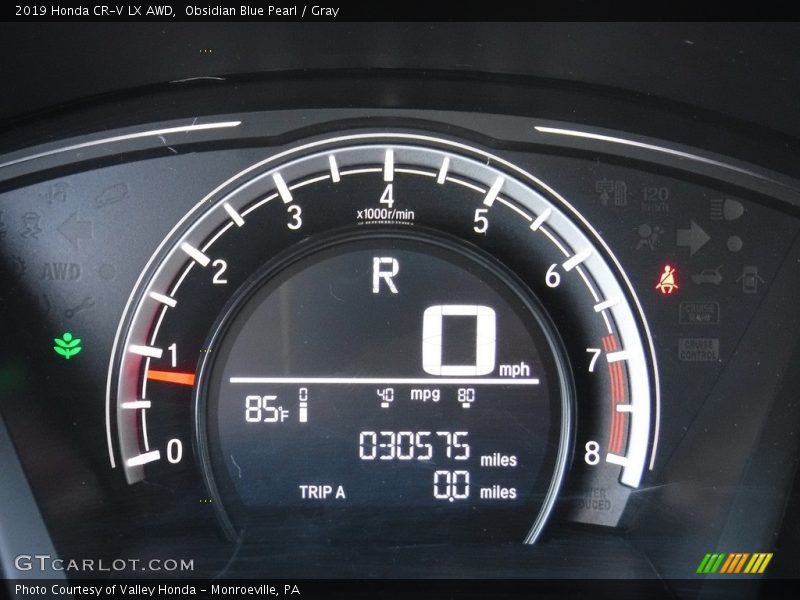 Obsidian Blue Pearl / Gray 2019 Honda CR-V LX AWD