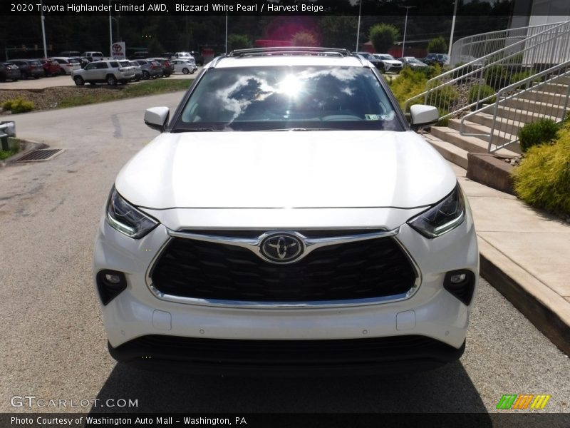 Blizzard White Pearl / Harvest Beige 2020 Toyota Highlander Limited AWD