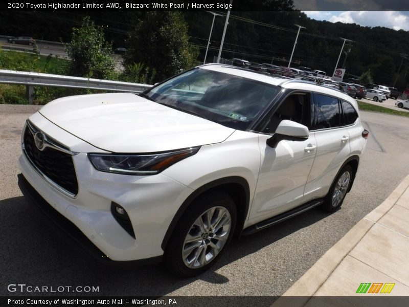 Blizzard White Pearl / Harvest Beige 2020 Toyota Highlander Limited AWD