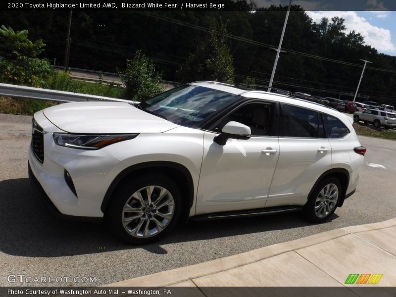 Blizzard White Pearl / Harvest Beige 2020 Toyota Highlander Limited AWD