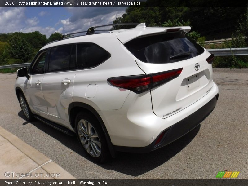 Blizzard White Pearl / Harvest Beige 2020 Toyota Highlander Limited AWD