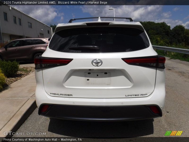 Blizzard White Pearl / Harvest Beige 2020 Toyota Highlander Limited AWD