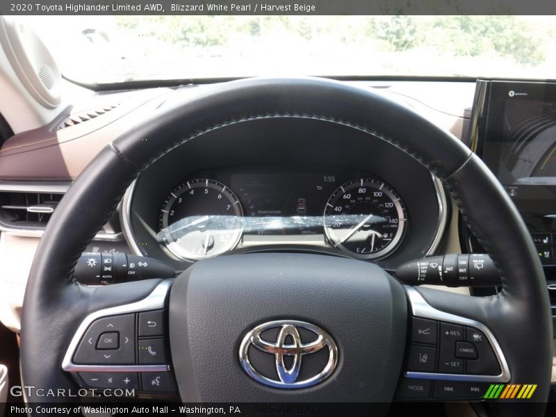 Blizzard White Pearl / Harvest Beige 2020 Toyota Highlander Limited AWD
