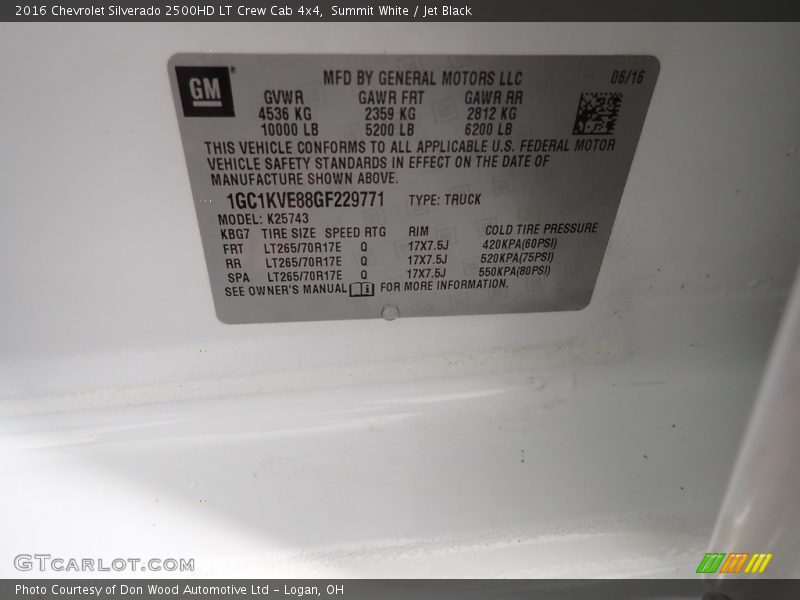 Summit White / Jet Black 2016 Chevrolet Silverado 2500HD LT Crew Cab 4x4