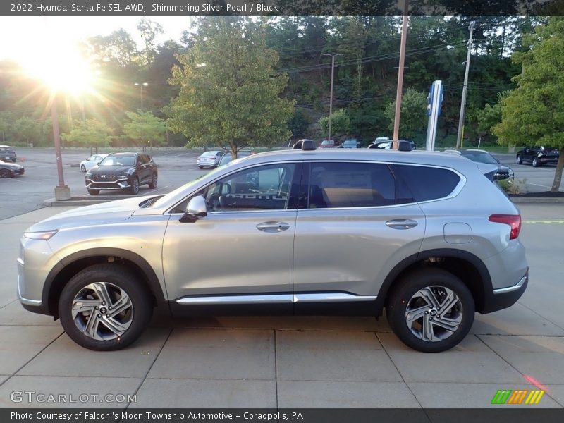 Shimmering Silver Pearl / Black 2022 Hyundai Santa Fe SEL AWD