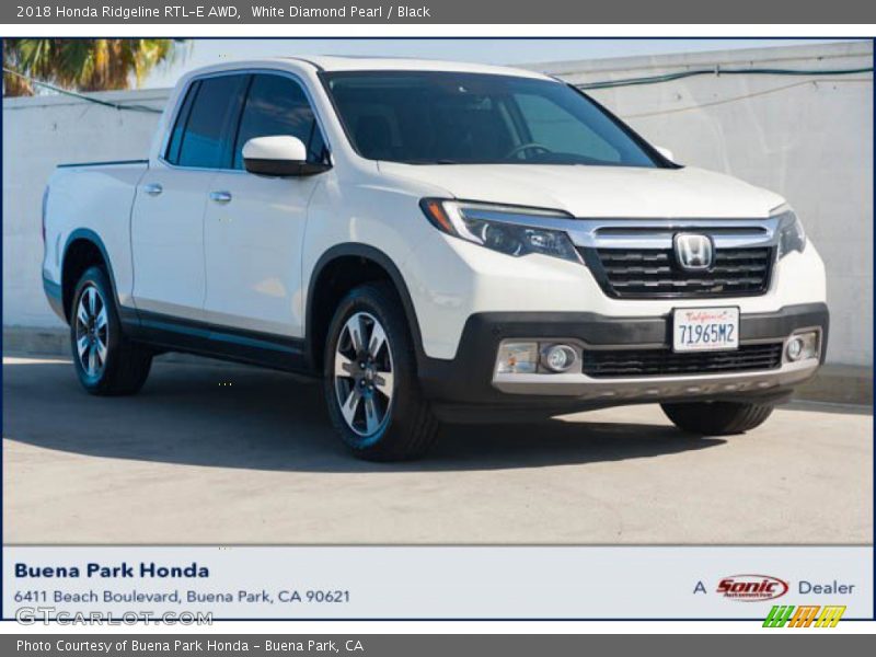 White Diamond Pearl / Black 2018 Honda Ridgeline RTL-E AWD