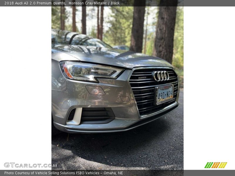 Monsoon Gray Metallic / Black 2018 Audi A3 2.0 Premium quattro